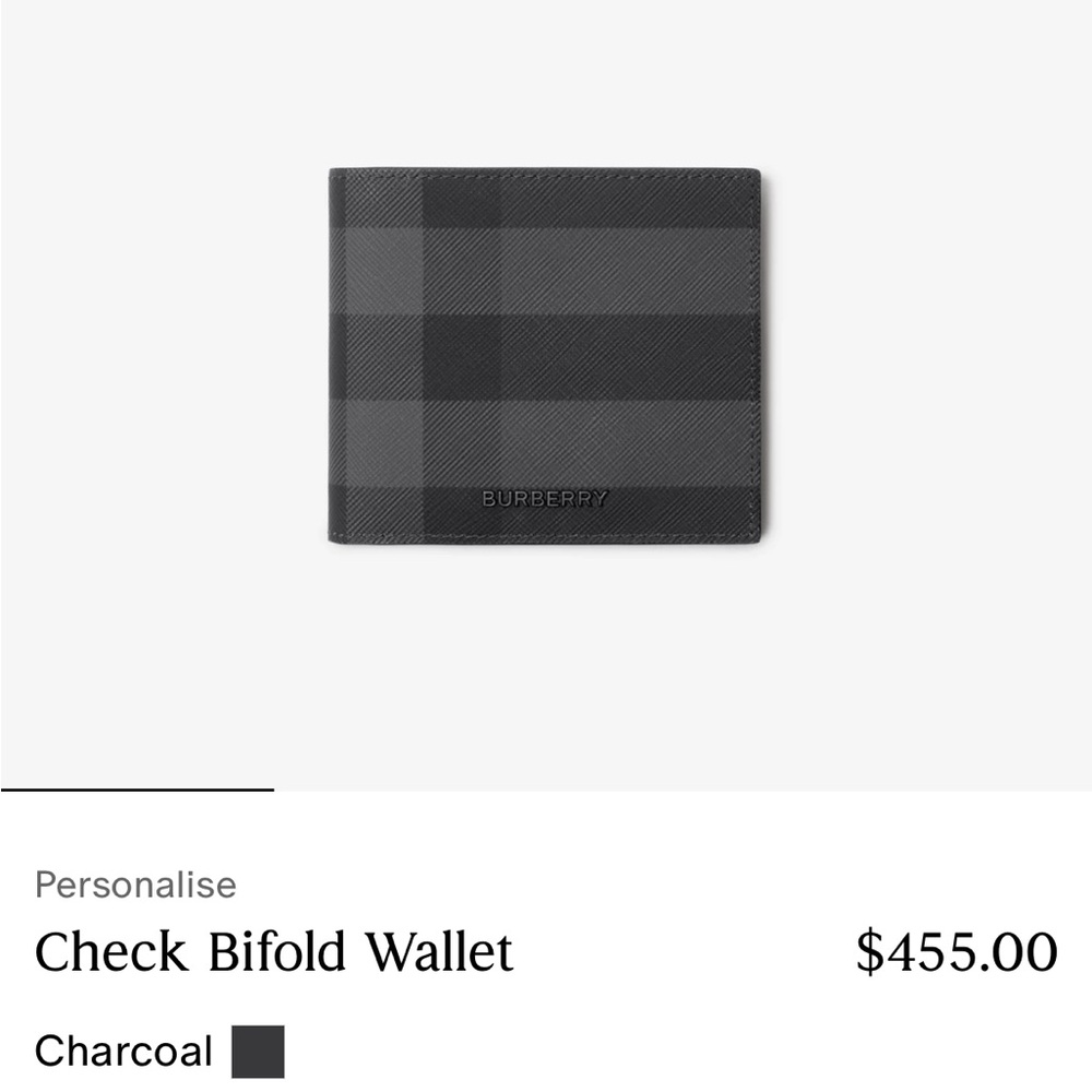 Burberry Charcoal Check Bifold Wallet